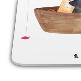 Mr. & Mrs. Panda Set of 6 Coasters Penguin Fishing Boat Gift Life Felt Coasters Round Table Coasters Fishing Wooden Coasters