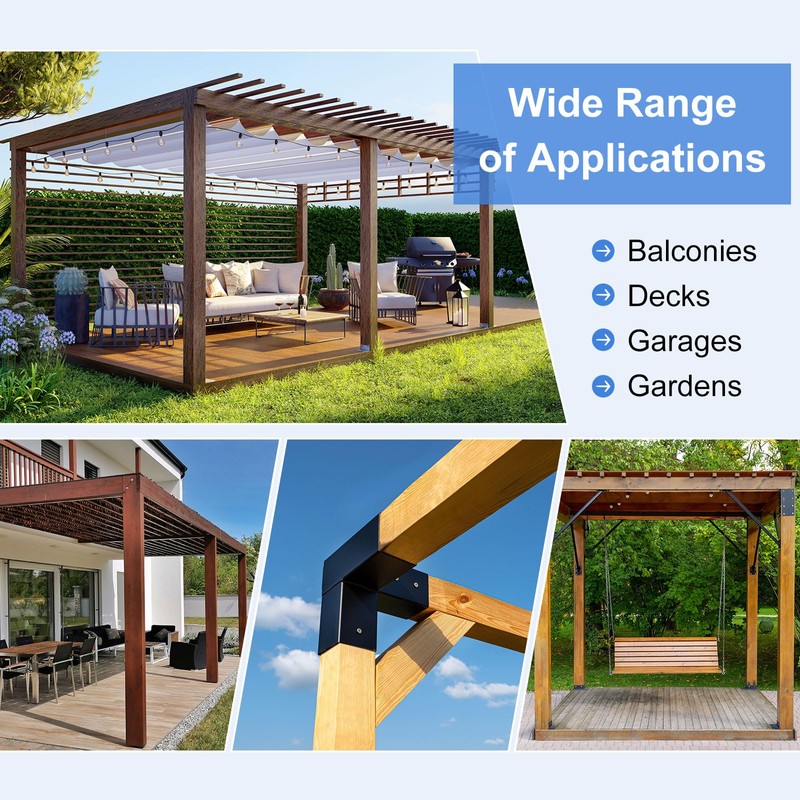 uxcell 3-Way Gazebo Brackets Kit, Right Angle Corner Bracket Woodworking