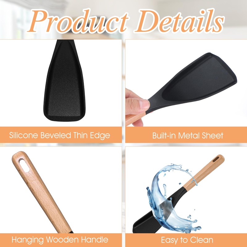 cobee 4PCS 12 Inch Silicone Cooking Spoon for Nonstick Cookwares,