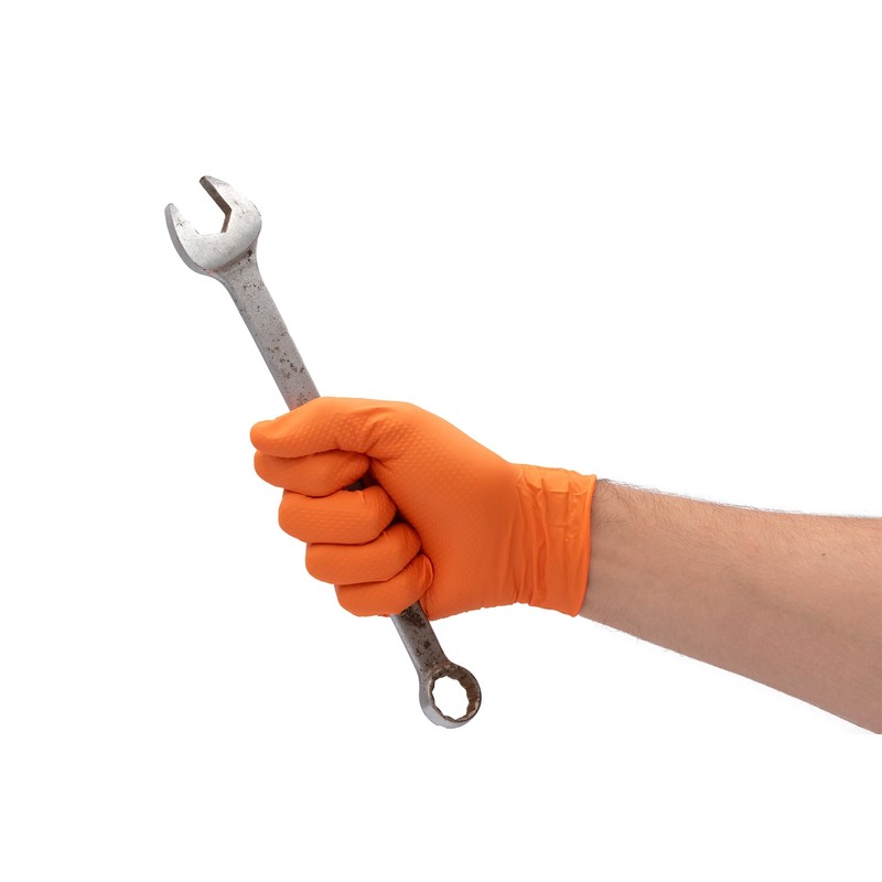 DENCO DISTRIBUTING, INC. Griptensity Orange Diamond Texture Nitrile Gloves -