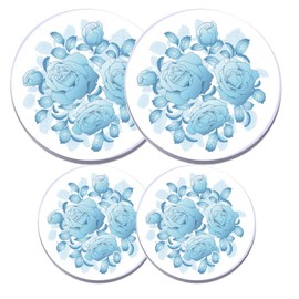 Robbins Aria - Electric Stove Burner Covers - Set of 4, Coil Protectors, Round, Range, Cooktop, Standard Size (Blue Roses)