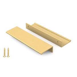 Peaha 5 Pack Kitchen Cabinet Handles 5 inch Matte Gold Pulls for Dresser Drawers Brushed Brass Door Edge Finger Pull Hardware
