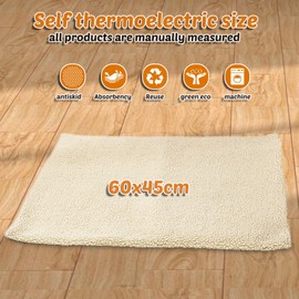 SPORWAY Self-Heating Blanket for Cats, Dogs, Electric Blanket, Heat Mat, Cat Blanket, 60 x 45 cm, Heat Blanket, Cat Bed, Self-Warming Cat Blankets, Washable Dog Thermal Blanket (White)