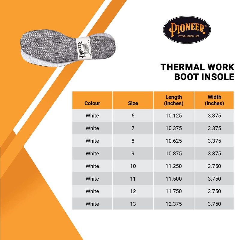 Pioneer Thermal Work Boot Insole - Radiantex Dual Layer Warm