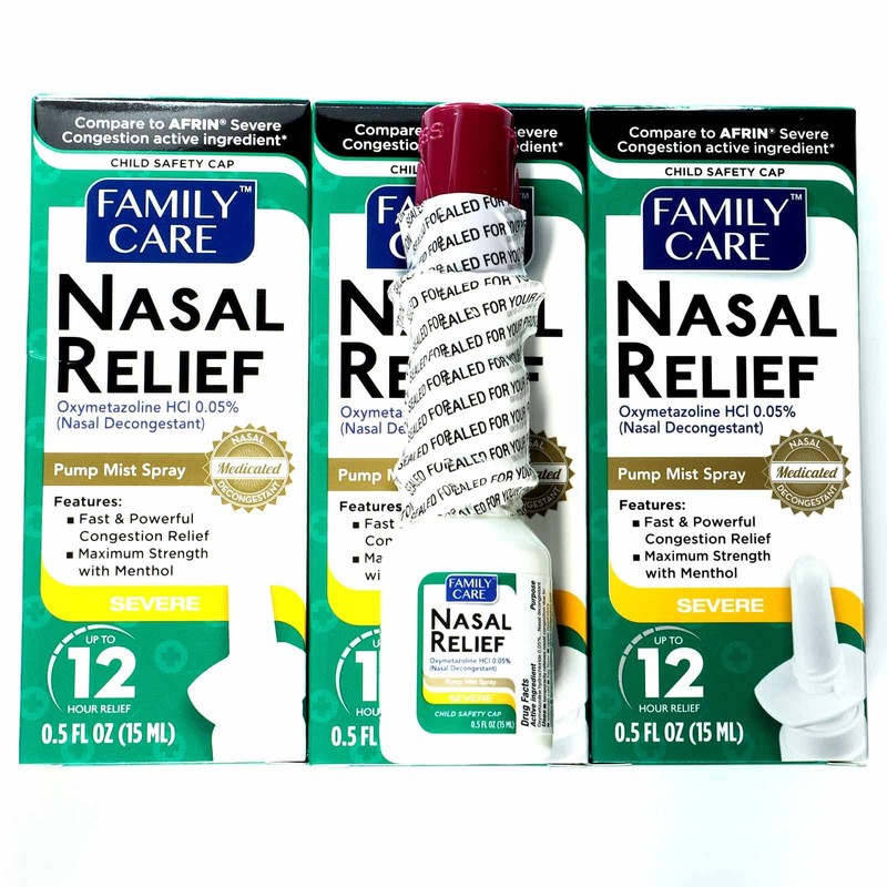 Nasal Relief Spray, Pump Mist, Anti-drip, Severe Congestion, (Oxymetazoline HCI