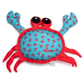 The Worthy Dog Crab Patterned Chew Toy Red/Blue, Fun Fetch Play with Squeaker for Dogs Durable Material for Aggressive Chewers - Large