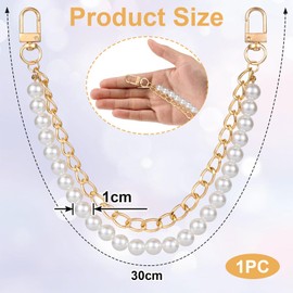 FloralGrace Pearl Bag Chain Gold 30 cm Chain for Bag, Handbag Strap Extension, Shoulder Bag, Replacement Chains for Handbag, Bag Accessories
