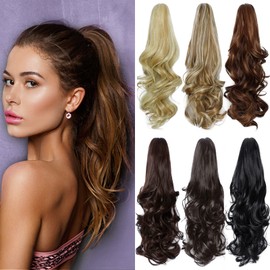 Yamel Ponytail Extension 16" Long Curly Wavy Blonde Claw Jaw Clip in Synthetic Hairpiece Pony Tail Tale Ponytail Hair Extensions