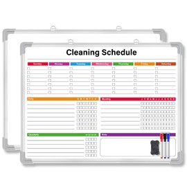 Honoson 18x24 Inch Chore Chart Whiteboard for Kids Hanging Cleaning Checklist Dry Erase Whiteboard with Aluminum Frame Double Sided Daily Weekly Monthly Chore Schedules, 3 Markers & 1 Eraser