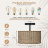 JIWUZHI Boho Light Fixtures Ceiling Mount,12.6" Rattan Ceiling Light Fxiture,3-Light