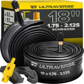 Ultraverse 18" Bike Inner Tubes 18 x 1.75, 1.95, 2.00, 2.10, 2.125 Heavy Duty Butyl Rubber withSchrader Valve – Replacement Bicycle Tube Compatible with Kids, BMX, Cruiser, Mountain Bikes – Set of 2