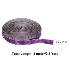 uxcell Crystal Rhinestone Ribbon Roll, 5 Rows of 4 Yard Self Adhesive Crystal Strips, Rhinestone Stickers for Arts Crafts Wedding Birthdays Decoration Light Purple