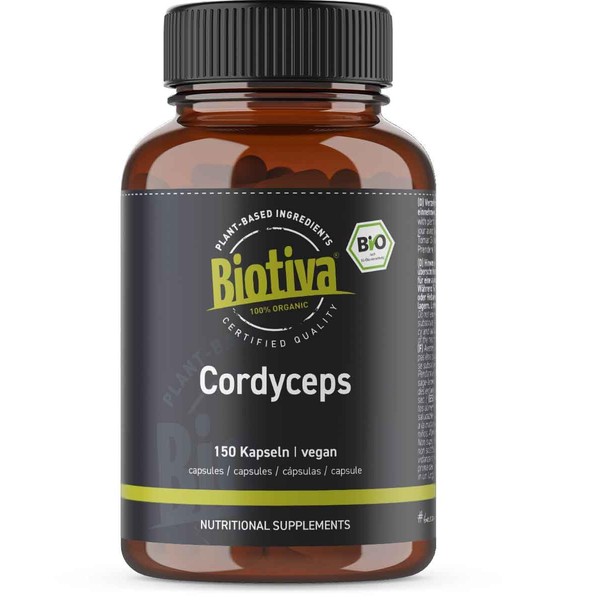 Cordyceps Organic Capsules - Pack of 150 - 100% Organic - Core Clubs - Tubular Mushroom - Vital Mushroom - Vegan - No Additives - Bottled and Certified in Germany