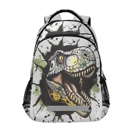 MNSRUU Laptop Backpack with Chest Strap, Hand Drawn Dinosaur Face and Graffiti School Backpack, Travel Hiking Backpack for Boys Girls Teen Adult, Rucksack, Knapsack