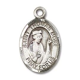bliss Sterling Silver St Saint Thomas More Medal Pendant Necklace on 18'' Chain w/ Box