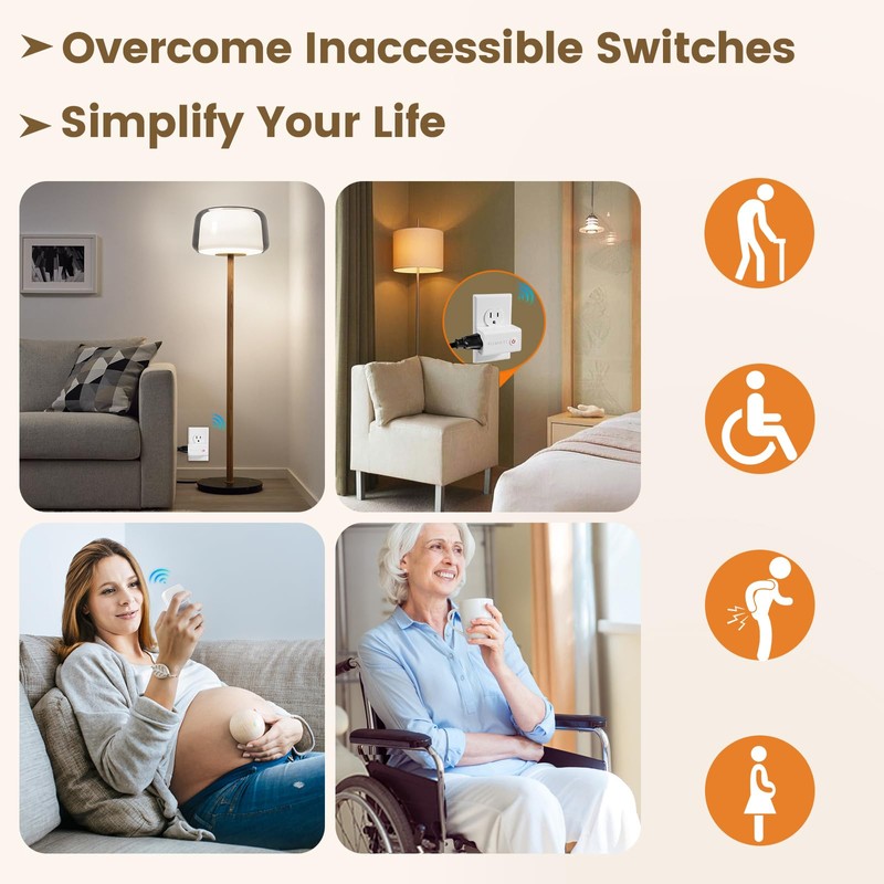 SURAIELEC Remote Control Outlet, Wireless Remote Light Switch, 100 FT,