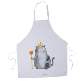 Mr. & Mrs. Panda Cooking apron cat king gift, kitchen apron, women's apron, bib apron, hangover, moving, baking apron, crown, rent, White