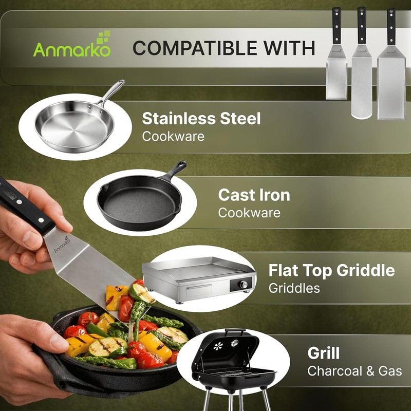 Stainless Steel Spatula Set - Heavy Duty Spatula and Scraper