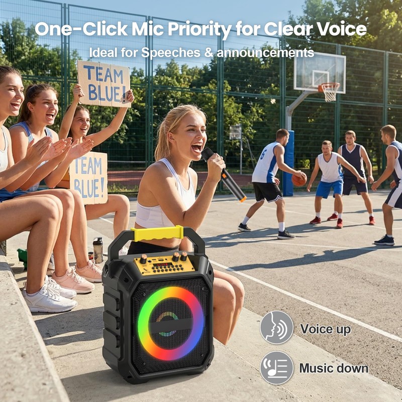 VICTRESS 30W Karaoke Machine Adults with 2-Way Coaxial Driver&2 Mics,Black