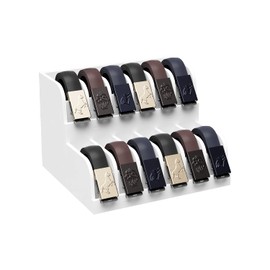 QI XING Belt Organizer - 12 Grid Belt Rack, Tie Organizer for Closet Drawer, Storage Holder Displayer for Men & Women (White)