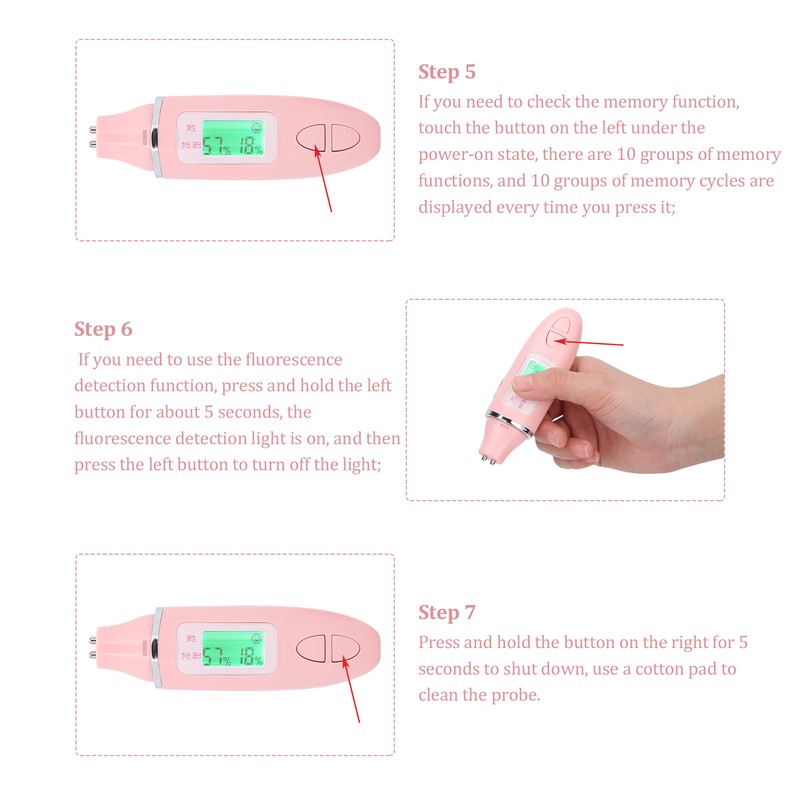 Multifunctional Skin Moisture Tester LCD Display Facial Skin Water Oil