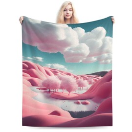 E-RIDES 100x125CM Soft Pink Clouds Blanket, Soft & Cozy for Adults & Kids, Unique Birthday Gift Blanket, Perfect Home Decor Blanket, Ideal for Couch, Bed, Office, Travel, All Seasons