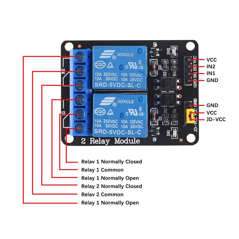 DWEII 10 PCS 2 Channel DC 5V Relay Module with