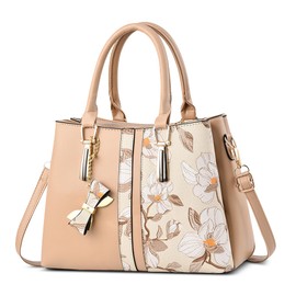 FOLOVEYA Stylish Women Handbags Lady Top Handles Bags Bow Pendant Crossbody Bag Shoulder Bags Elegant Tote Bag Satchel Messenger Bag PU Leather for Shopping Travel Work Dating Khaki