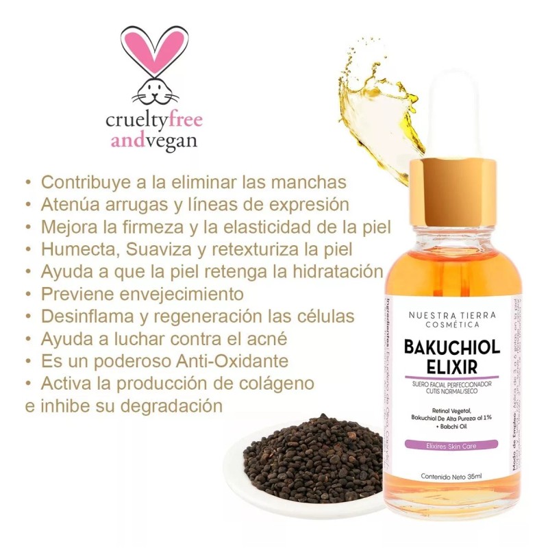 Nuestra Tierra Cosmética Bakuchiol Elixir Fito Retinol Elimina Manchas Y