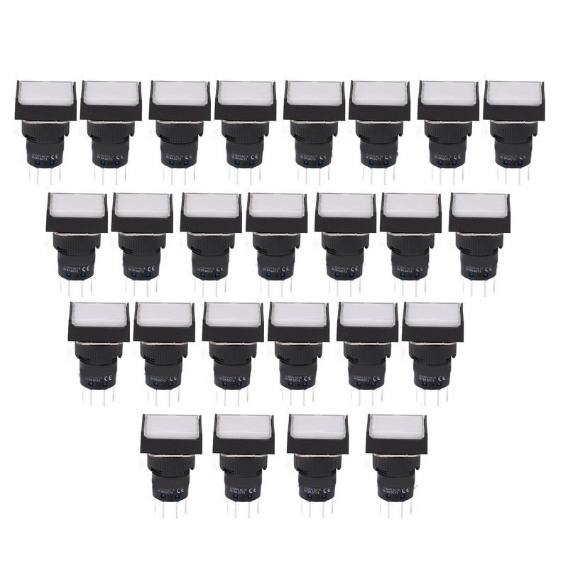 25 Pcs Industrial Push Button Switch Self Locking Push Button