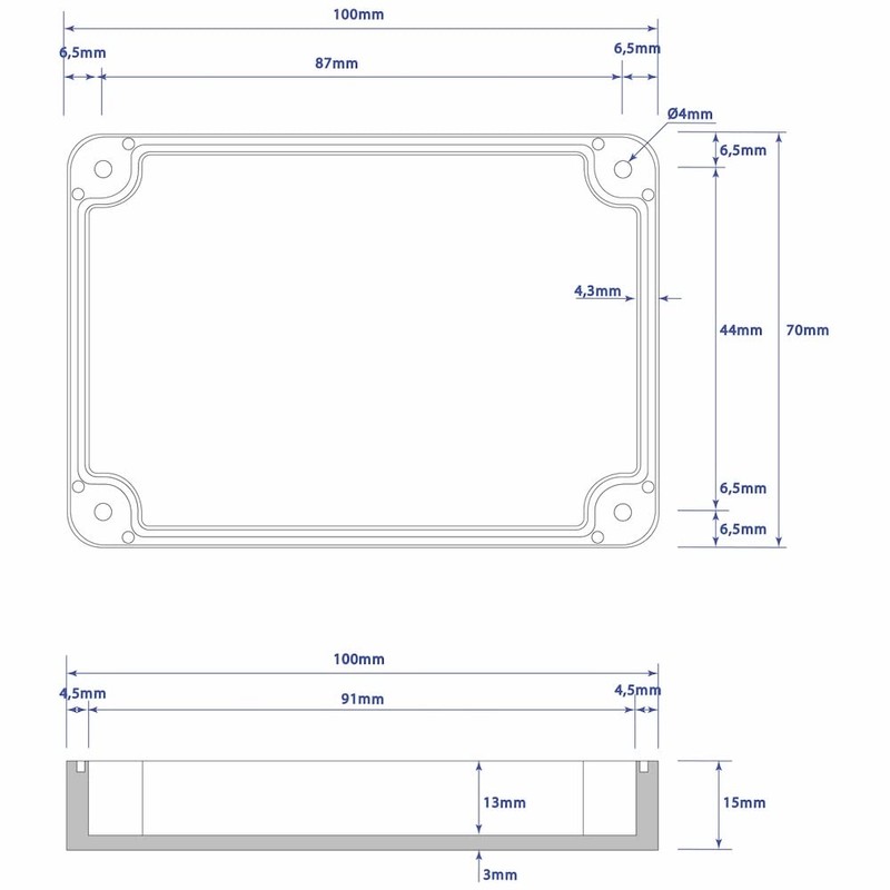 Junction Box ABS Housing 132 x 70 x 50 mm