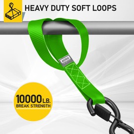 AUGO Heavy Duty Soft Loops –Pack of 6-1.5” x 17” Tie Down Anchor Straps for Use w/Ratchet Strap Hooks – 3000Lb Load Capacity & 10,000Lb Break Strength – Great for Motorcycle, Bike, Roof Rack, Etc.