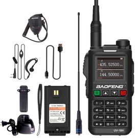 BAOFENG UV-18H 6 Band Ham Radio GPS NOAA USB-C Charging Two Way Radio Long Range 5W Max Wireless Copy Frequency Walkie Talkie 1.77in LCD Screen with Headset and Speaker Mic