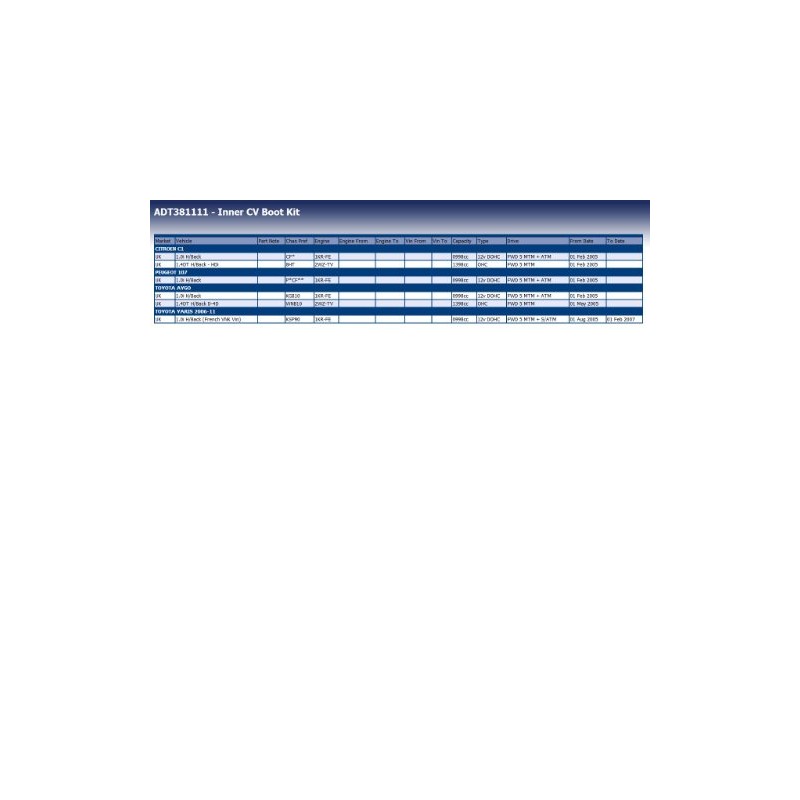 Blue Print ADT381111 CUTLERS GAITER KIT 1 PIECE