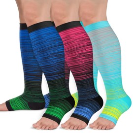 Calcetines de compresión de cobre para mujeres y hombres, punta abierta, 15-20 mmHg es el mejor apoyo para la recuperación de la circulación y el uso durante todo el día