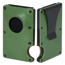 U·helper Mens Smart Wallet Card Holder for AirTag, Slim RFID Wallets Scratch Resistant, Carbon Fiber Credit Card Holder & Money Clip, Easily Removable Money & Cards(Green)