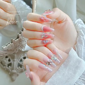 COOSLIM 120PCS Bow Nail Charm, 3D Bows Nail Charm Colorful Bowknot Nail Charm for Acrylic Nails, Pearl Resin Nail Rhinestone Christmas Accessories for Nail Art Crafts 2