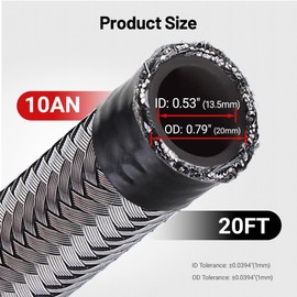 EVIL ENERGY 10AN Fuel Line Kit 20FT, 10AN Hose Stainless Steel Braided Fuel Line Hose Fitting Kit CPE, Silver