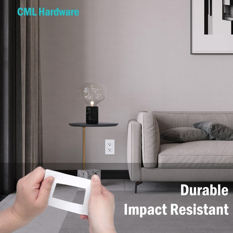 CML Decorator Screwless Wall Plate, 1-Gang Receptacle Outlet Cover, 8
