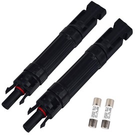 Leehitech 2×20A Solar Fuse Holder Inline with Male and Female Connector for Solar Panel and Solar Controller, Waterproof Solar Fuse Connector, Solar Surge Protection Device