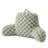 A Nice Night Faux Fur Reading Pillow,Checkered Fluffy Grid Plaid,Bed