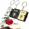 Junfamilee 3 Pcs (Black Silver Gold Bible Covers) Bible Keychain,Miniature