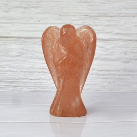Crystu Natural Carnelian Angel Stone Angel Crystal Angel 2 Inch Approx for Reiki Healing and Crystal Healing Stone (Color : Orange)
