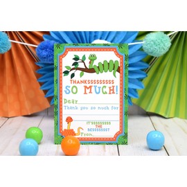 Snake Thank You Notes for Kids, Ten 4" x 5.5" Fill In The Blank Cards with 10 White Envelopes by AmandaCreation