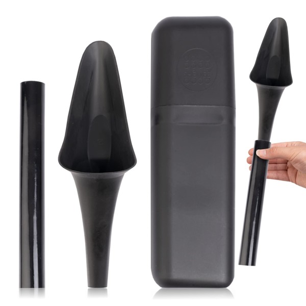 SHEWEE Flexi + Case – Reusable Pee Funnel – Flexible, Larger Version of The Original Female Urinal Since 1999! Quickly, Easily and Discreetly, Wee Standing Up. Comes with Pipe and Case – Black