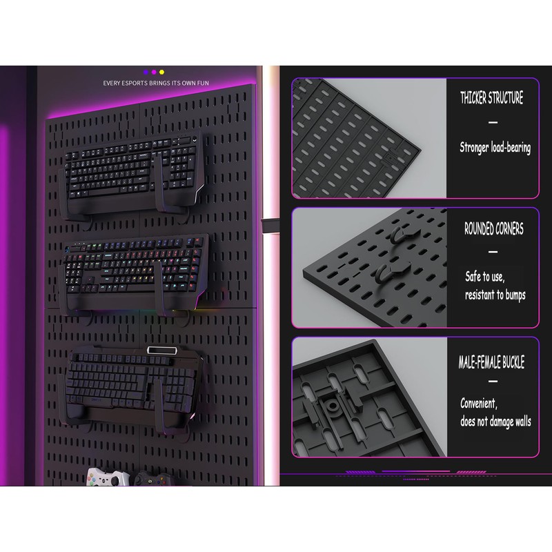 12 * 12in Pegboard Set, DIY Pegboard Combo Kit, Wall-Mounted
