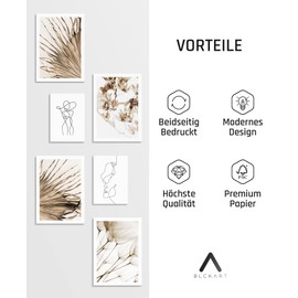 BLCKART Infinity Poster Set Flores Secas - Printed on Both Sides - Premium Poster - Pictures for Wall Decoration - Size M 4 x A4 and 2 x A5