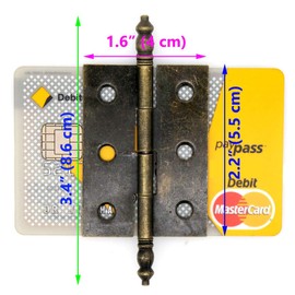 4 PCs Large-Size Antique Brass Flap Hinges with Lengthened Axis - Vintage Style Hinges for Wooden Boxes Cabinet Cupboard, Plate Length of 2.2" (55 mm), Open Width of 11.6" (40 mm)