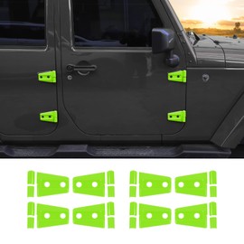 Hoolcar Door Hinge Trim Cover ABS Exterior Accessories for 2007-2017 Jeep Wrangler JK JKU Sport Rubicon Sahara X 2-Door & 4-Door, Light Green, 8PCs