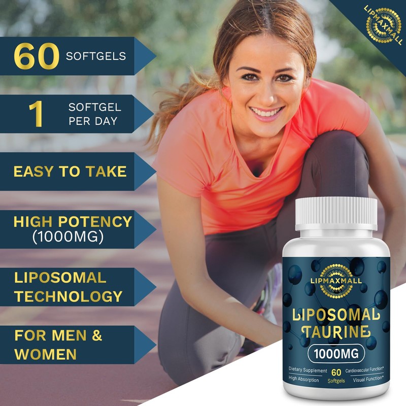 lipmaxmall Liposomal Taurine Supplement 1000mg, High Absorption Amino Acid for